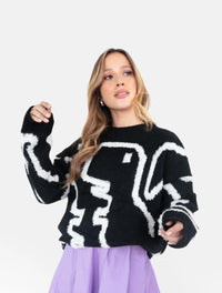 Suéter Para Mujer Negro Cuello Redondo - The Figure Negro