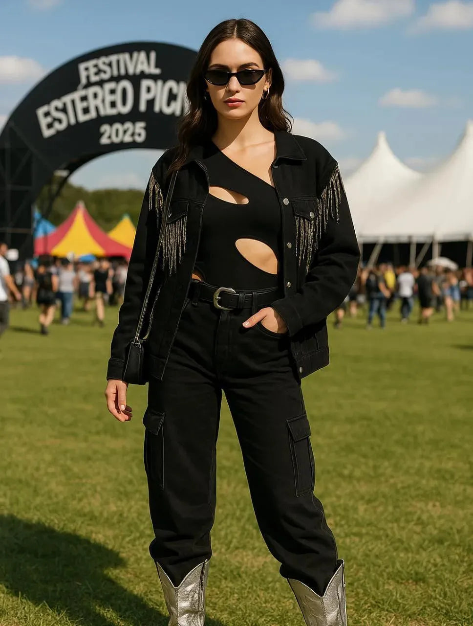 Chaqueta Para Mujer Oversized Con Apliques - The Ibiza