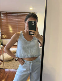 Crop Top Denim Para Mujer - The Soul