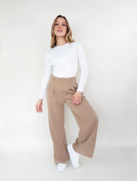 Pantalón para Mujer Camel Tipo Palazzo Tiro Alto  - The Wide Camel