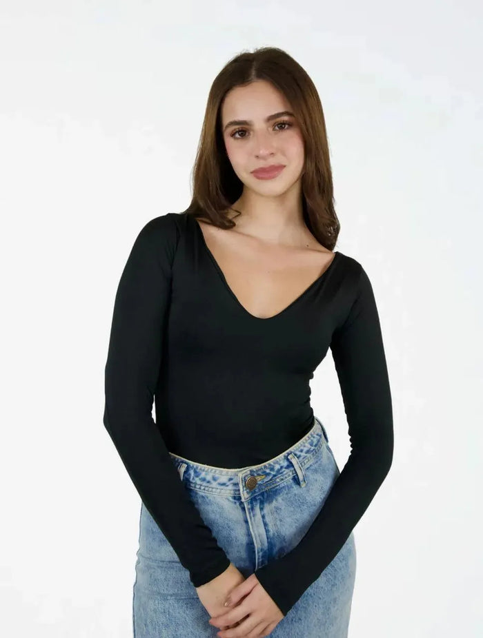 Body para Mujer Escote V Manga Larga - The Vogue