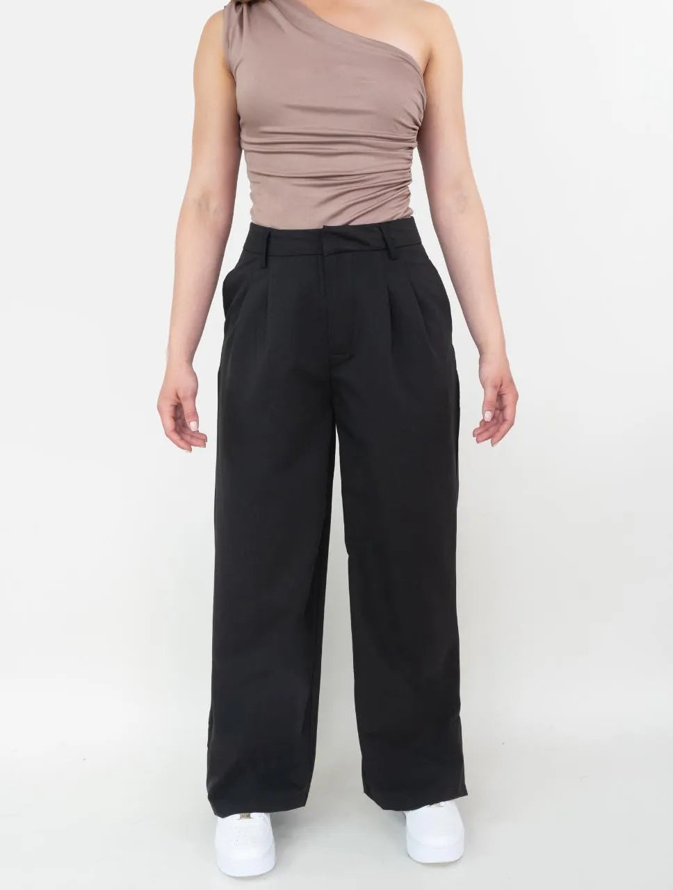 Pantalón para Mujer Negro Tipo Palazzo Tiro Alto  - The Wide Negro