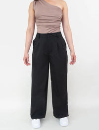 Pantalón para Mujer Negro Tipo Palazzo Tiro Alto  - The Wide Negro