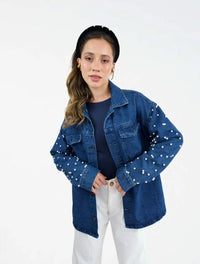 Chaqueta para Mujer Cazadora Denim con Perlas - The Artisan