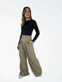 Pantalón Tipo Palazzo Tiro Alto - Santana