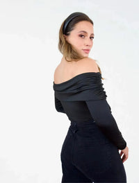 Blusa Para Mujer Negro Manga Larga Cuello Bandeja - The Stellar Negro - Molgoa