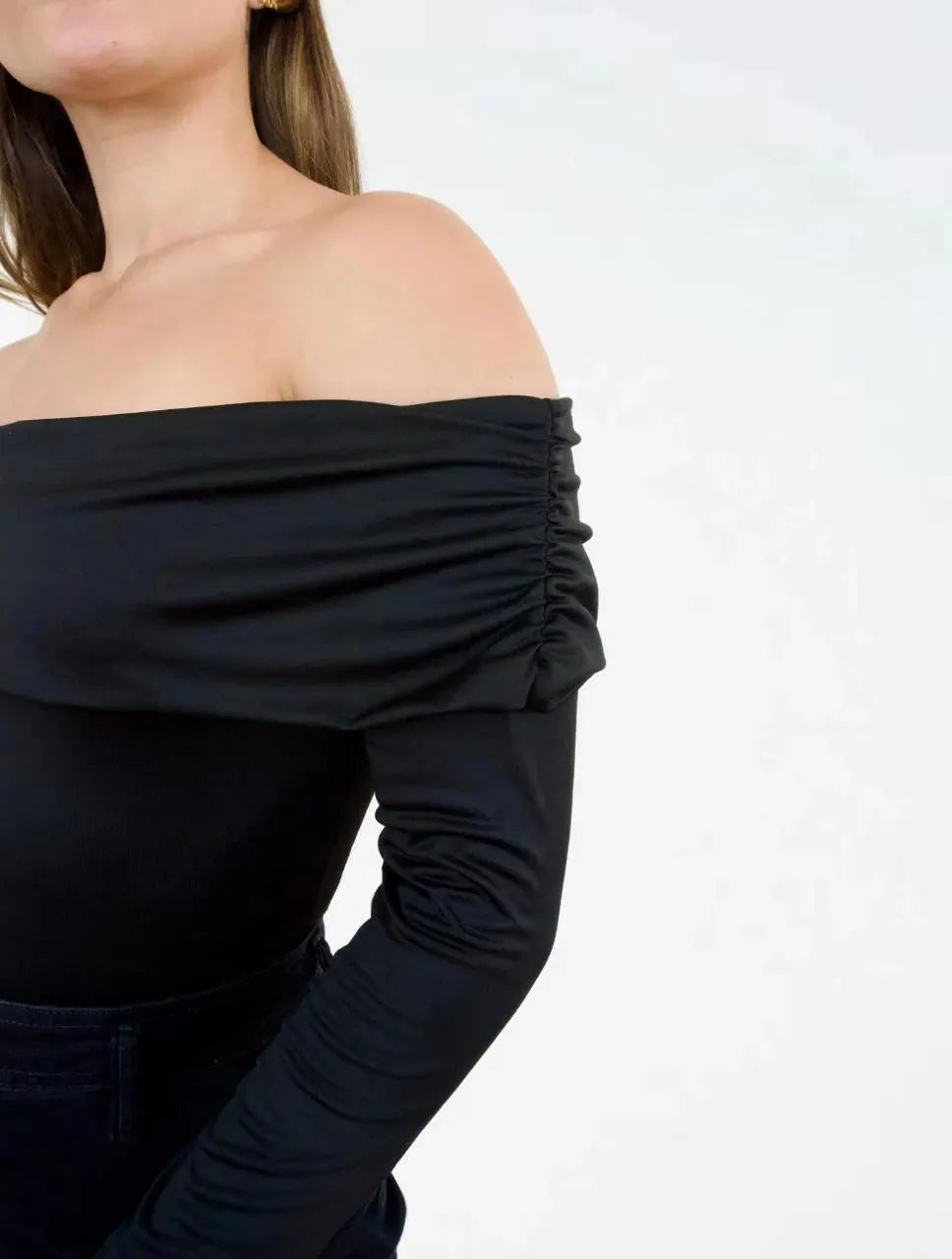 Blusa Para Mujer Negro Manga Larga Cuello Bandeja - The Stellar Negro - Molgoa