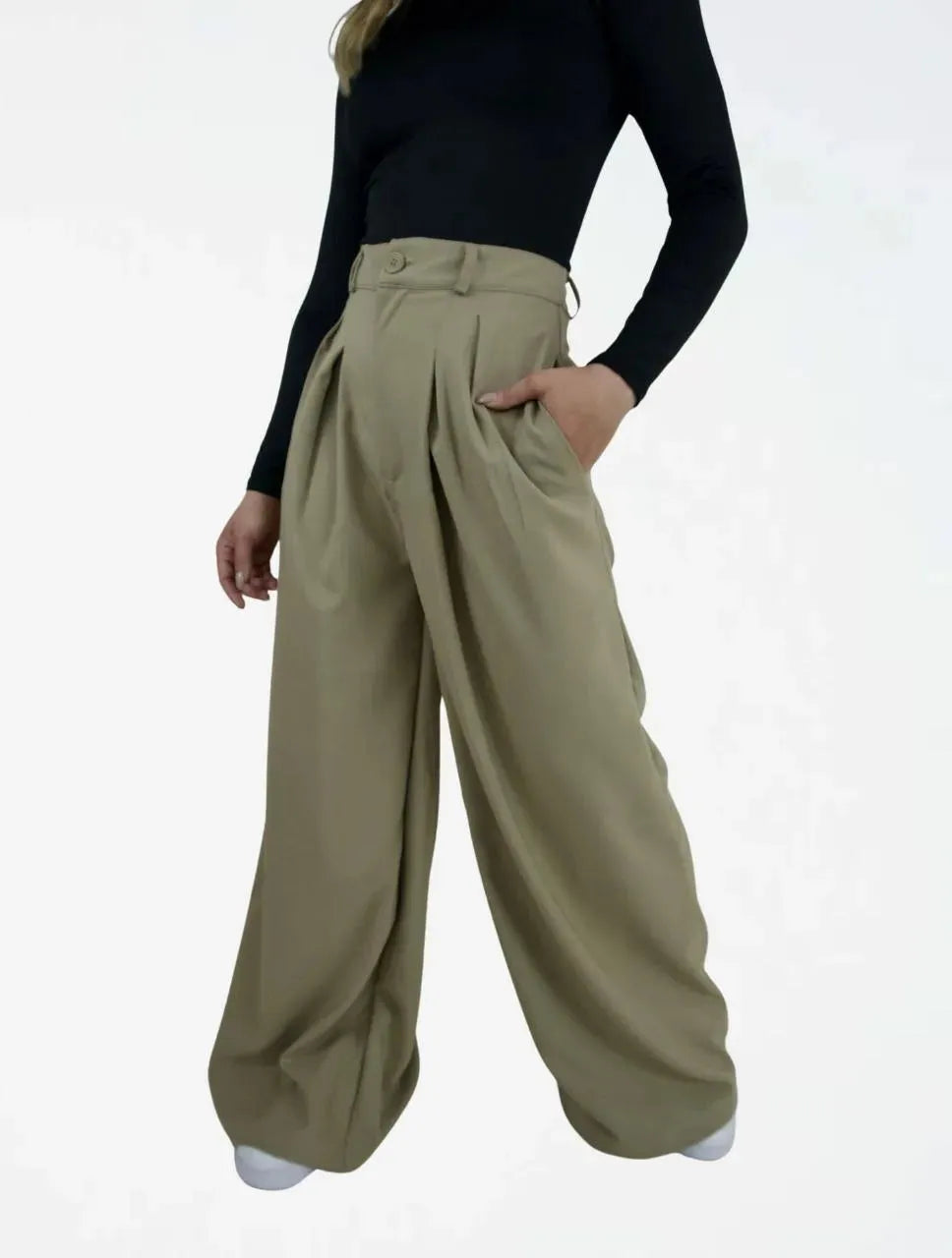 Pantalón Tipo Palazzo Tiro Alto - Santana