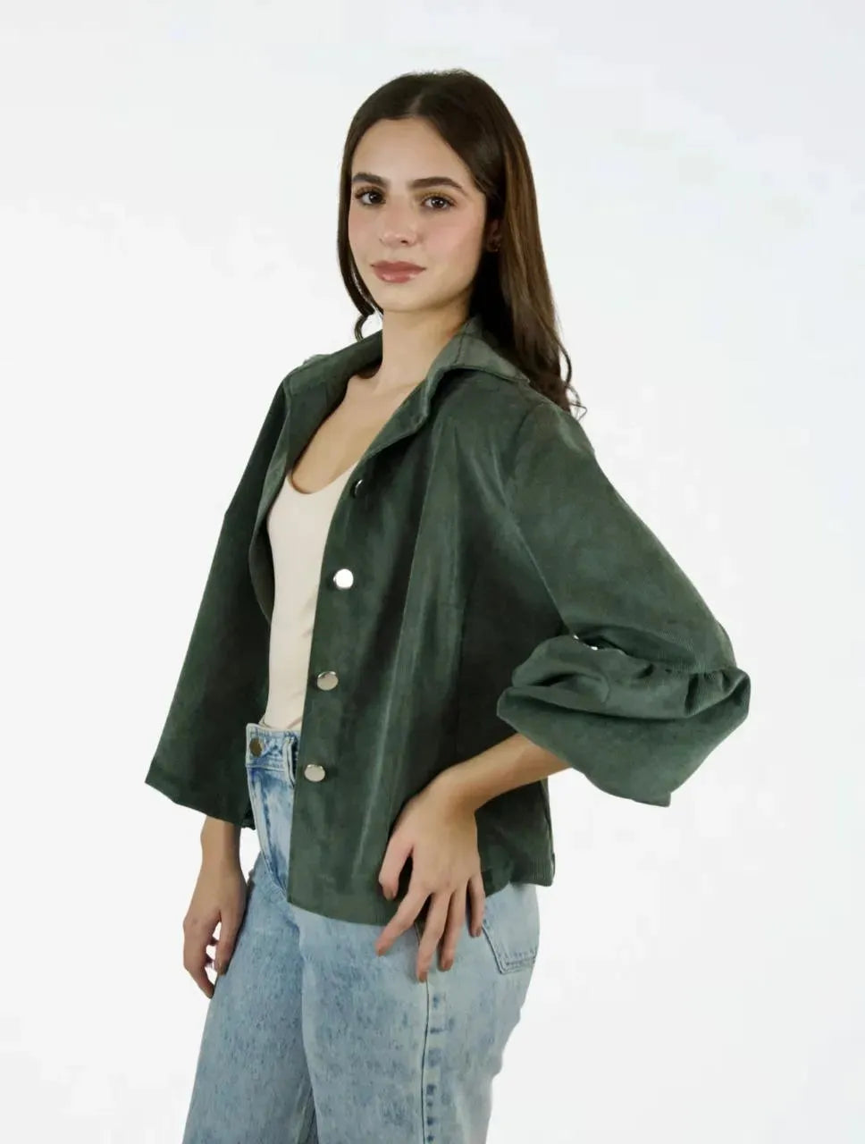 Chaqueta Manga Globo Tela Acanalada - The Puff