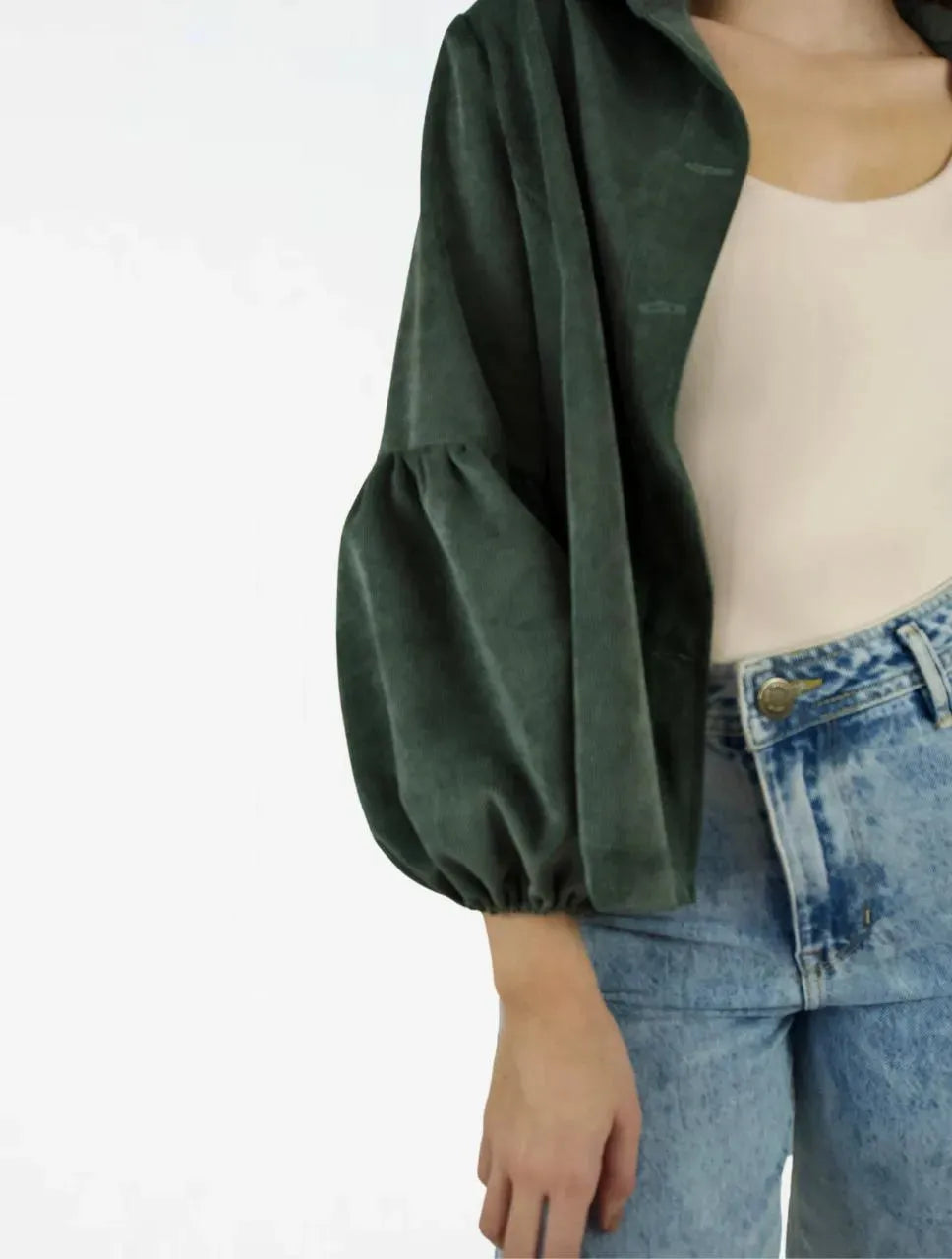 Chaqueta Manga Globo Tela Acanalada - The Puff