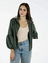 Chaqueta Manga Globo Tela Acanalada - The Puff