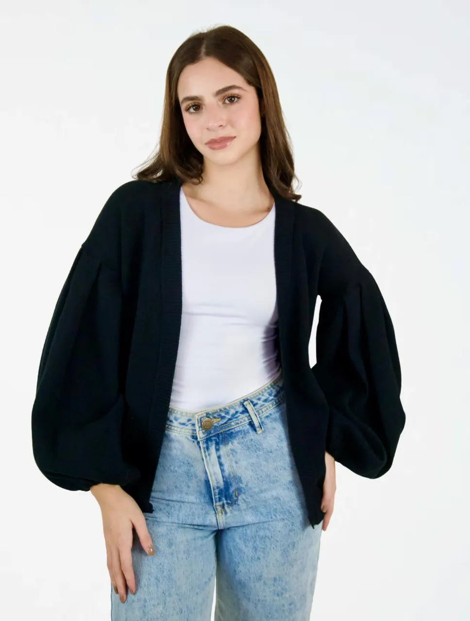 Suéter Cardigan para Mujer Manga Bombacha- The Cloud