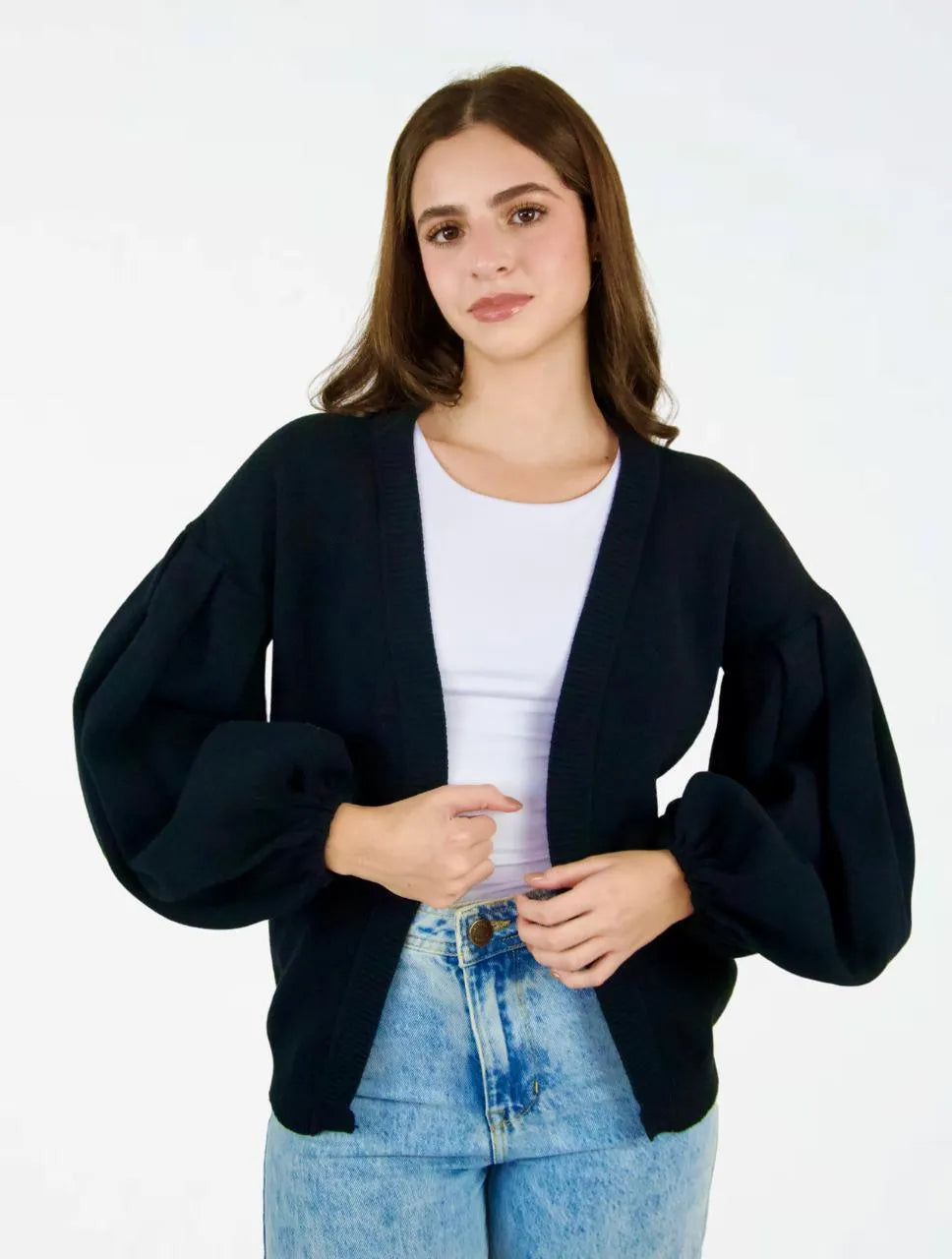 Suéter Cardigan para Mujer Manga Bombacha- The Cloud