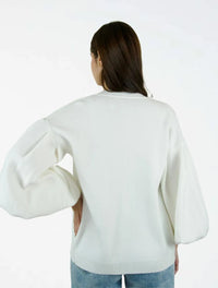 Suéter Cardigan para Mujer Manga Bombacha- The Cloud