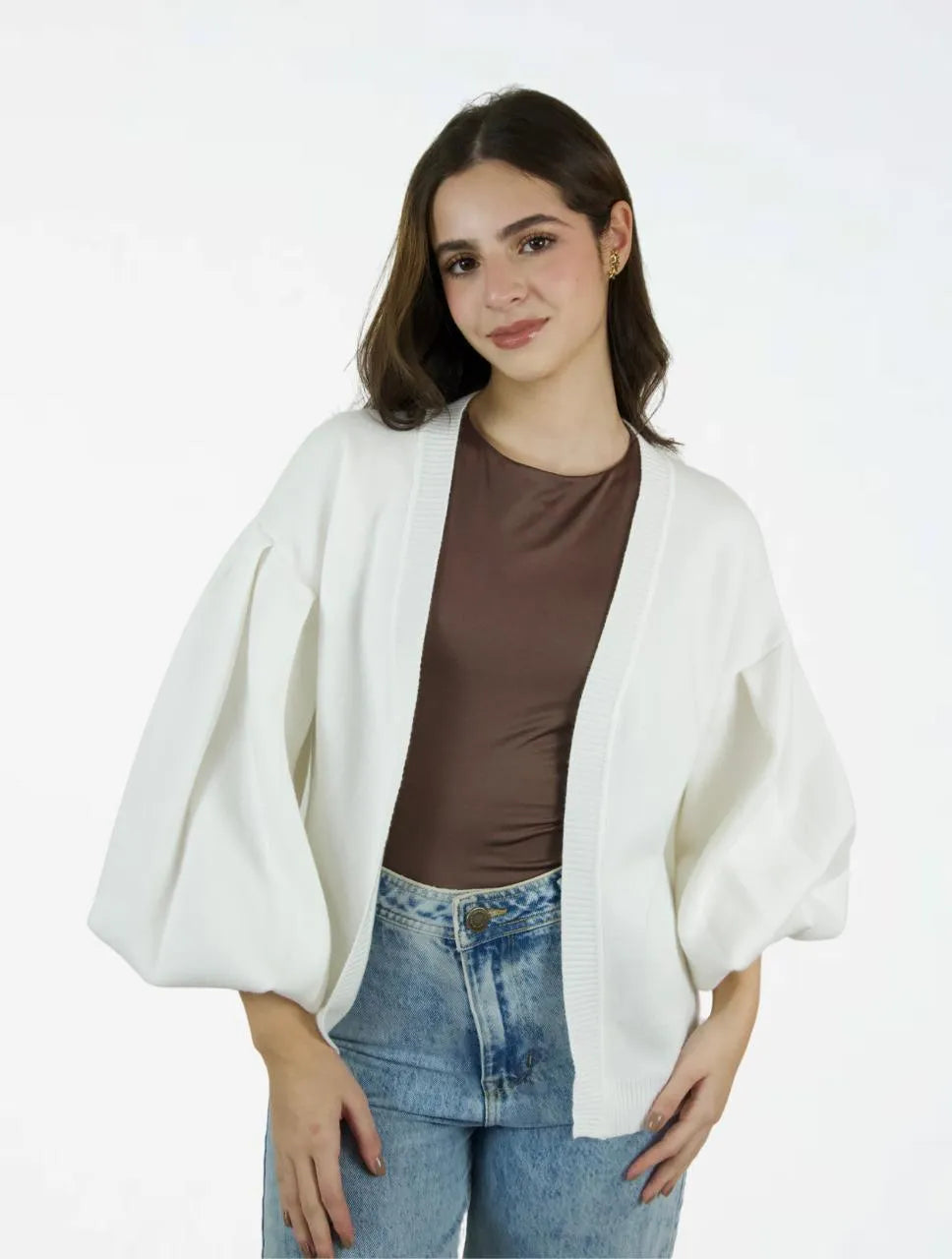 Suéter Cardigan para Mujer Manga Bombacha- The Cloud
