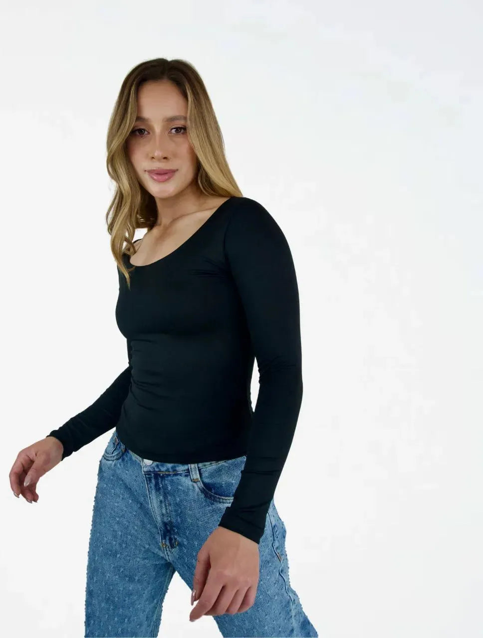 Blusa Manga Larga con Cuello Redondo - The Majestic - Molgoa