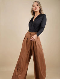 Pantalón Tipo Palazzo Tiro Alto - Santana