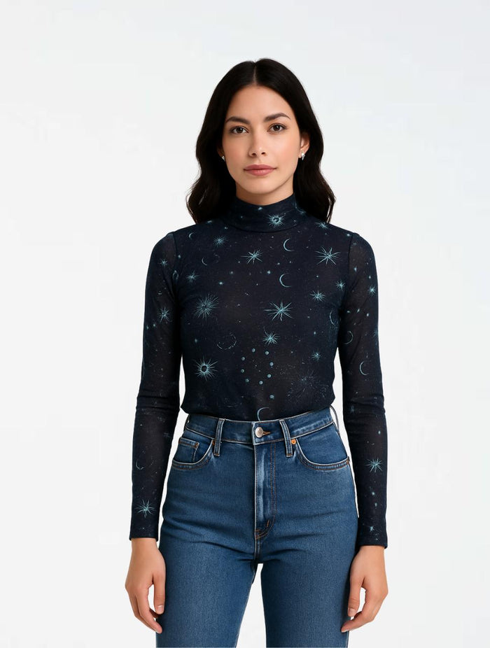 Blusa Top Manga Larga Mesh  - The Lune