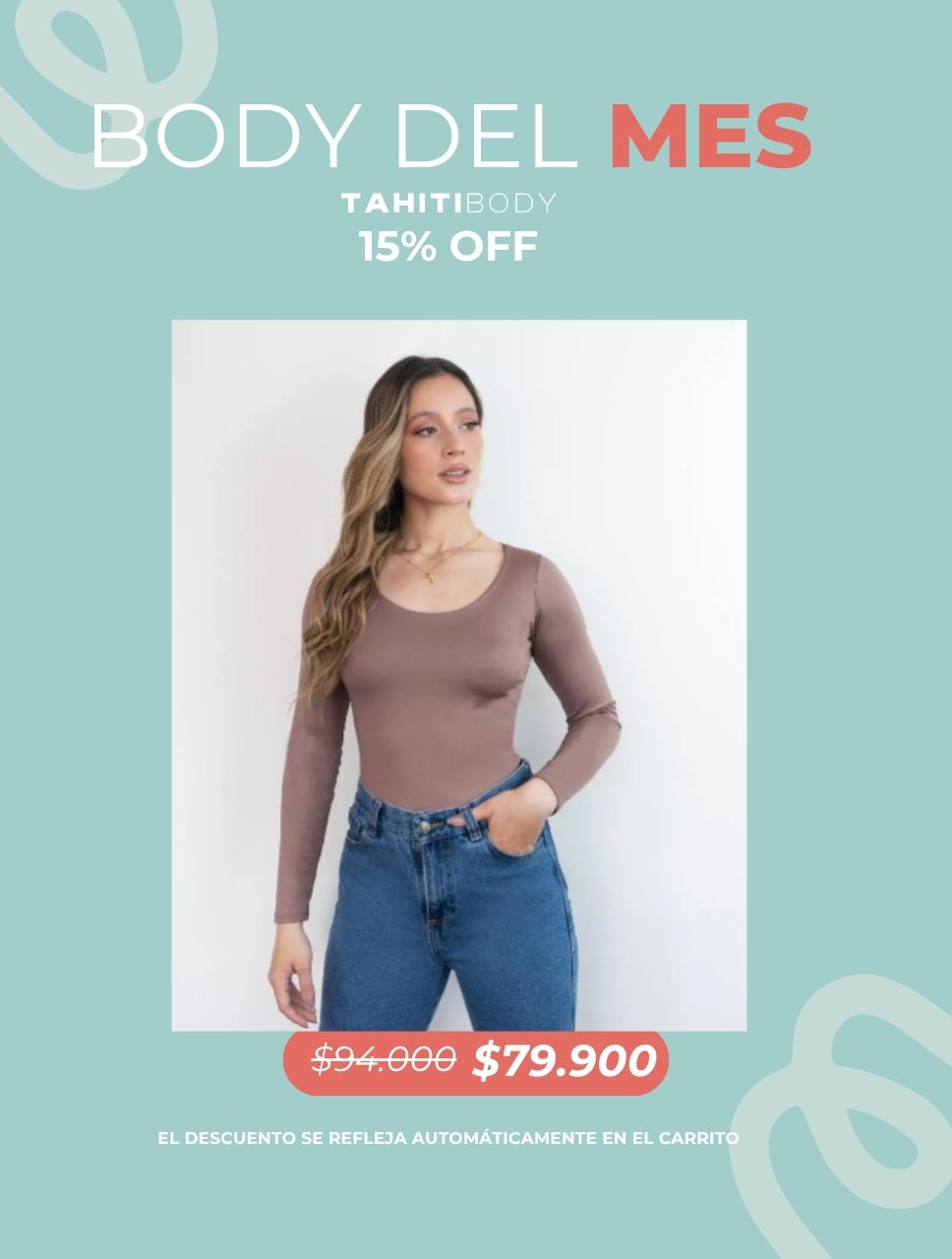 Body para Mujer Escote Redondo Manga Larga - Tahiti