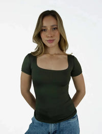 Blusa Manga Corta con Escote Cuadrado - The Couture - Molgoa