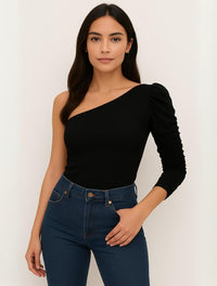 Body Escote Asimétrico Manga Bombacha - The Amour