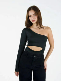 Body para Mujer Escote Asimétrico Manga Larga - The Capri