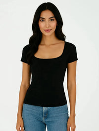 Blusa Manga Corta con Escote Cuadrado - The Couture