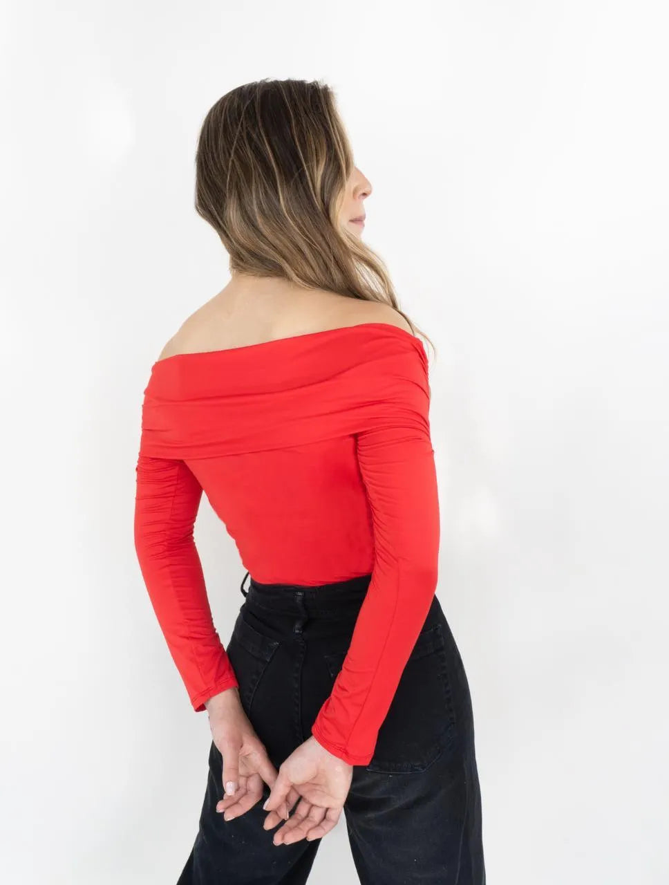 Blusa Para Mujer Rojo Manga larga Cuello Bandeja - The Stellar Rojo - Molgoa