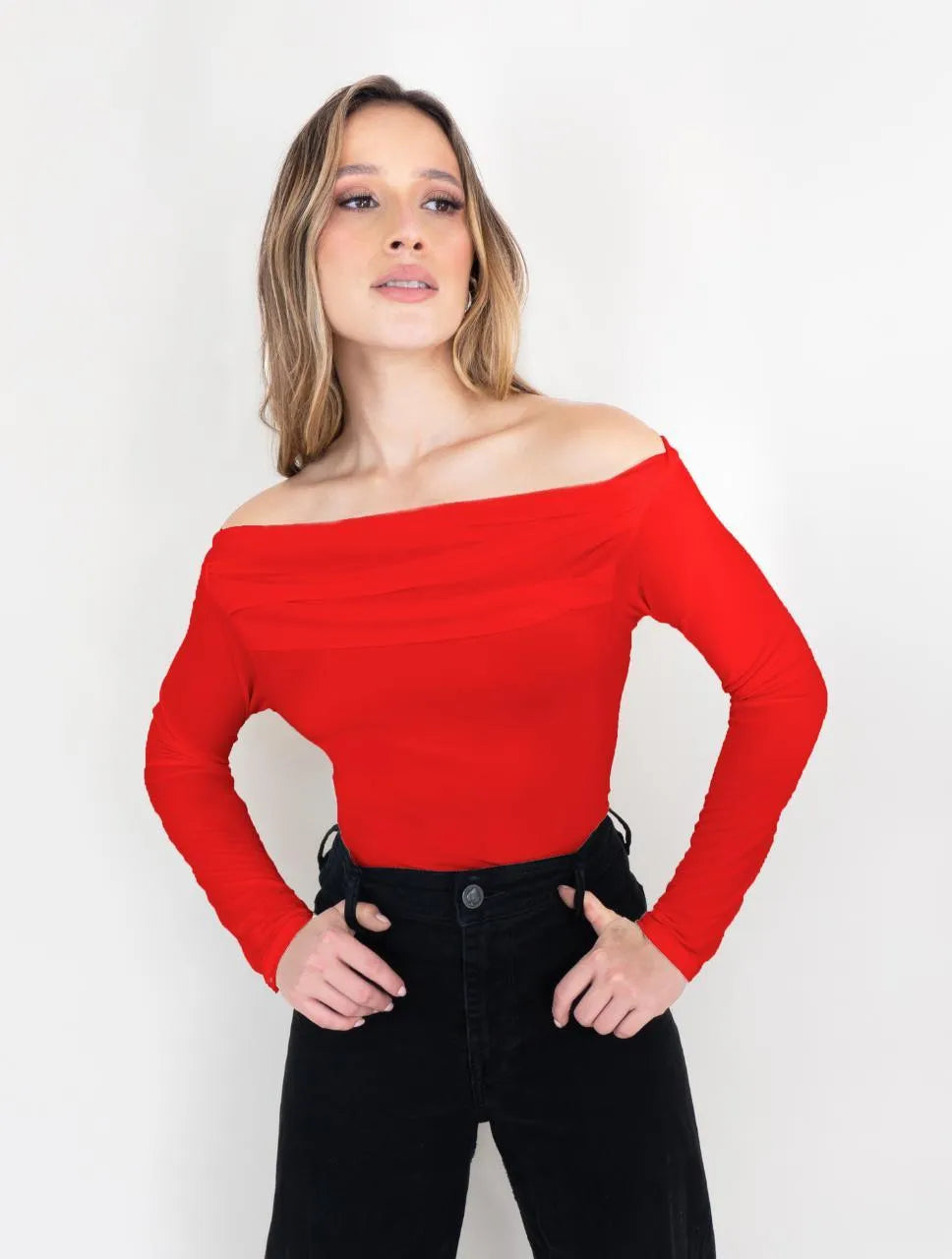 Blusa Para Mujer Rojo Manga Larga y Escote recto - The Supreme Rojo - Molgoa