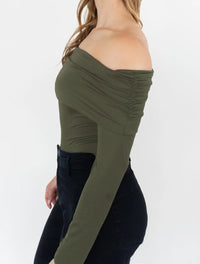 Blusa Para Mujer Verde Militar Manga Larga Cuello Bandeja - The Stellar Verde Militar - Molgoa