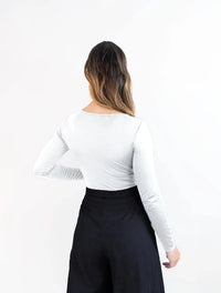 Body para Mujer Corte Asimétrico Manga Larga - Pekin Blanco - Molgoa