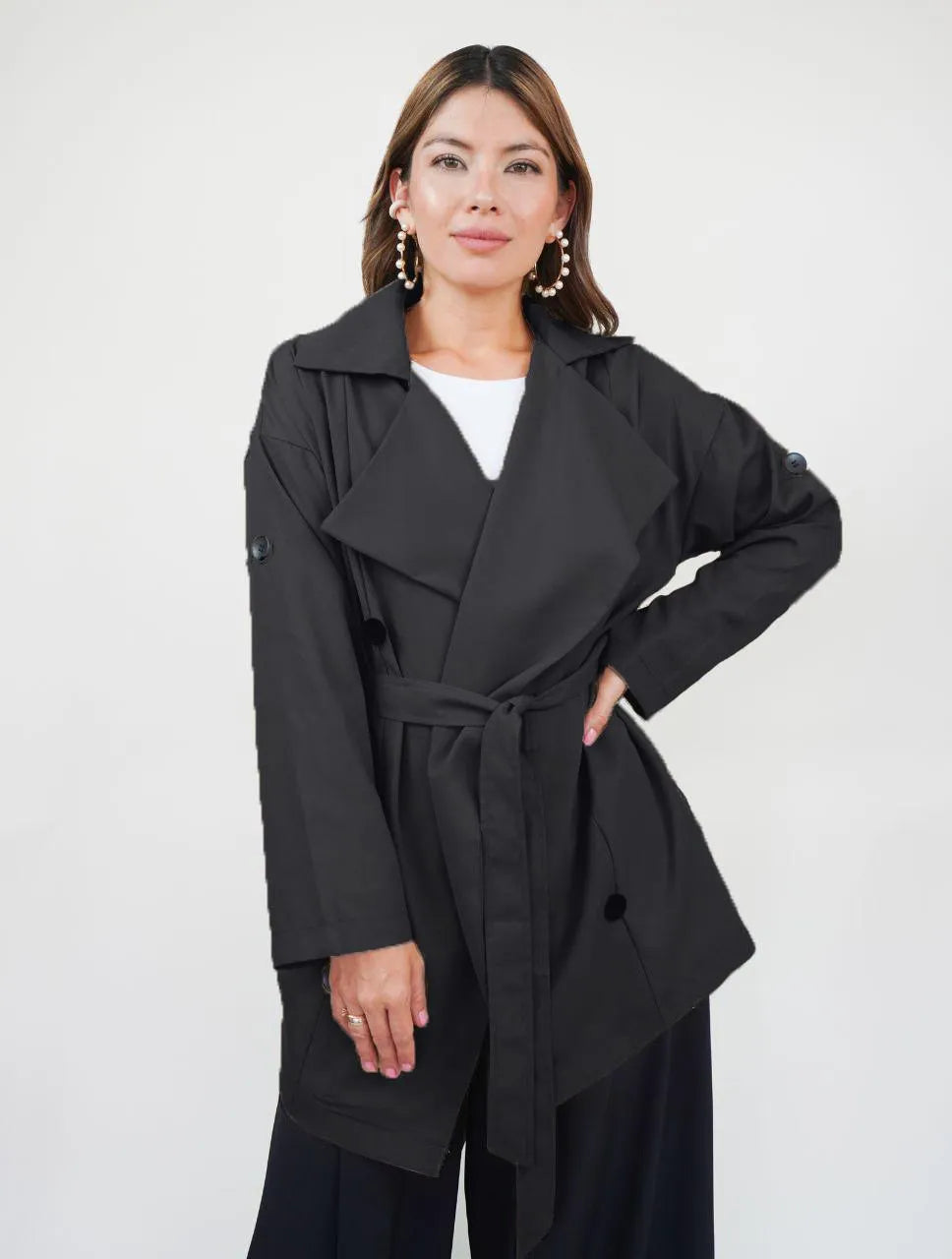 Chaqueta para Mujer Negro Tipo Gabán - Lucca Negro