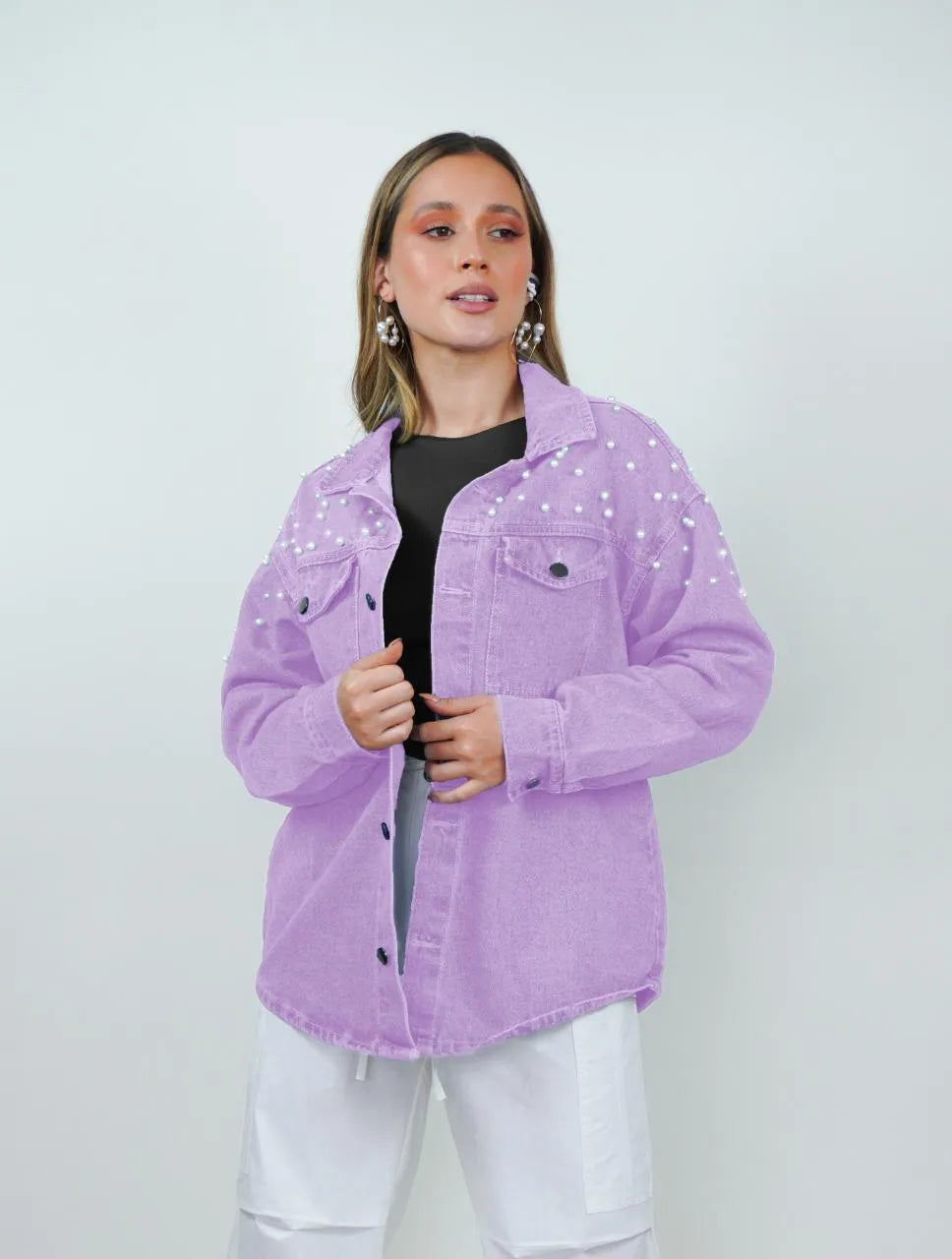 Chaqueta para Mujer Cazadora Denim Con Perlas - Frida