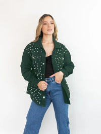 Chaqueta para Mujer Cazadora Denim con Perlas - The Fizzy