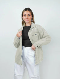Chaqueta para Mujer Cazadora Denim Con Perlas - Frida