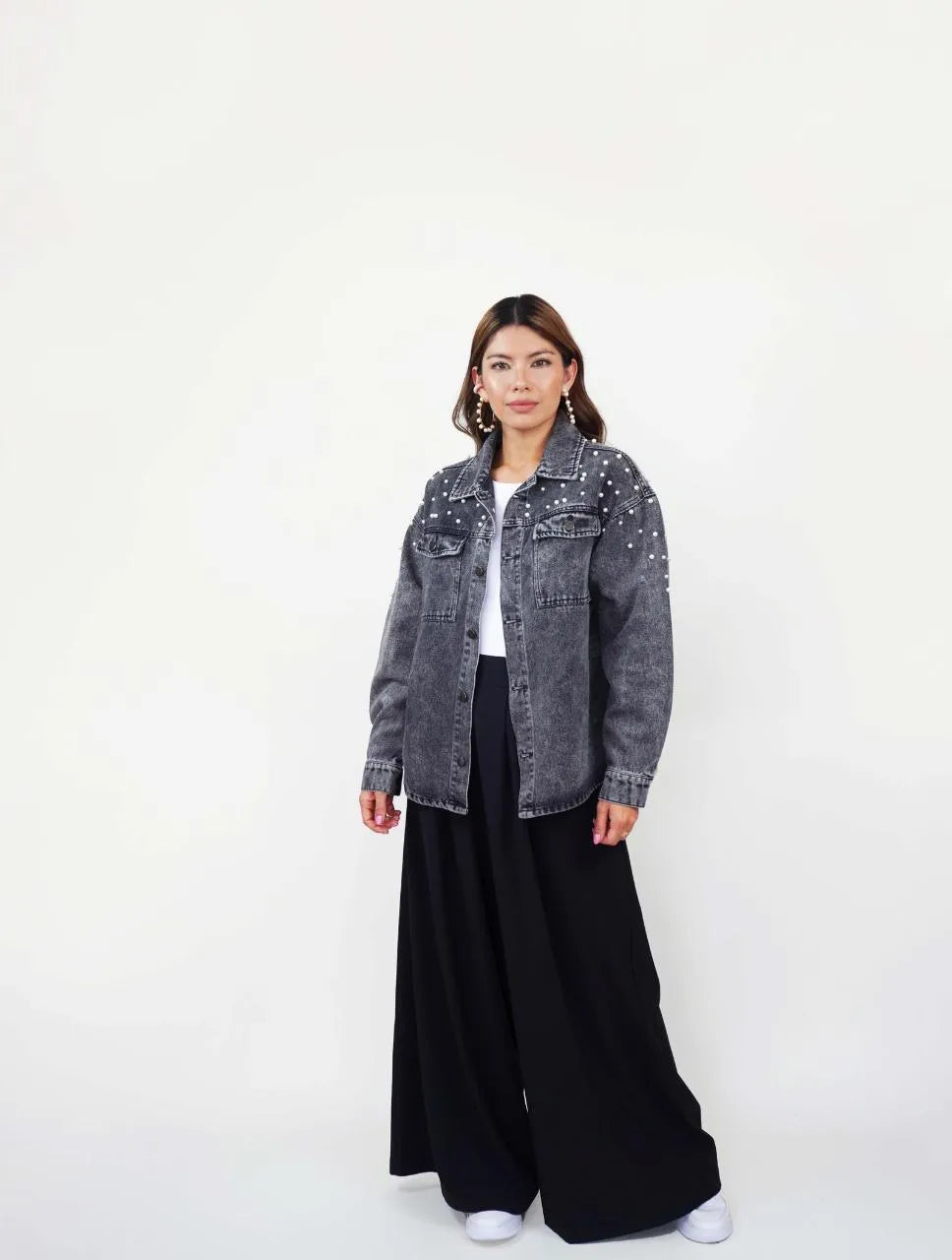 Chaqueta para Mujer Cazadora Denim Con Perlas - Frida