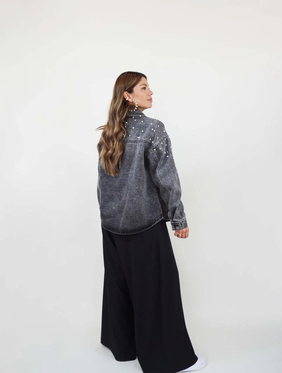 Chaqueta para Mujer Cazadora Denim Con Perlas - Frida