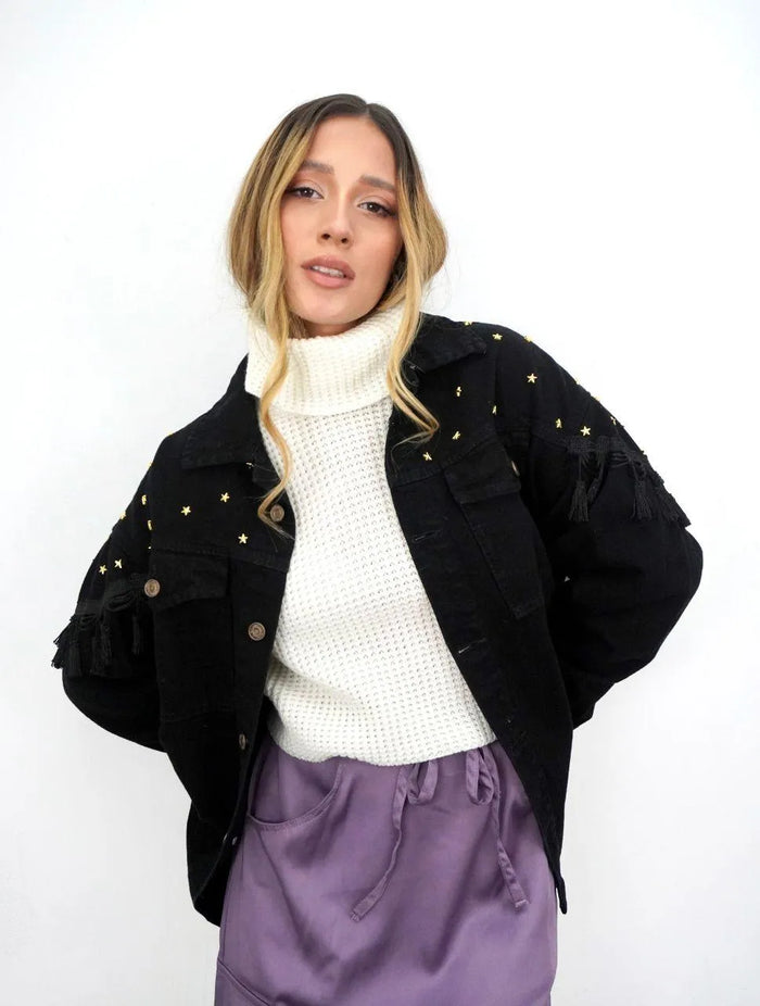 Chaqueta para Mujer Negro Denim - Boreal Estrellas Negro