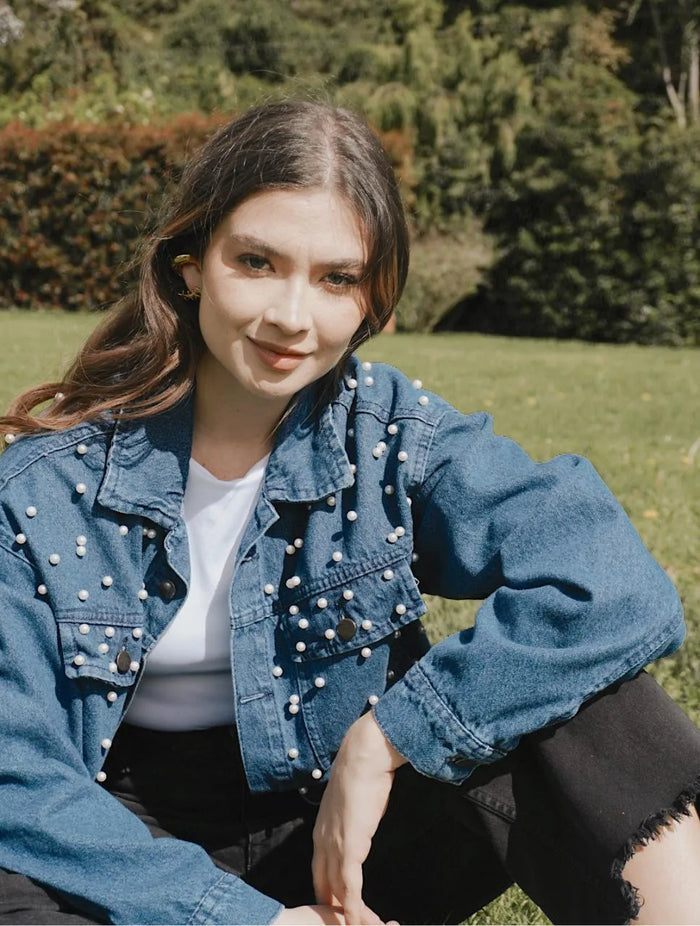 Chaqueta para Mujer Cazadora Denim con Perlas - The Fizzy