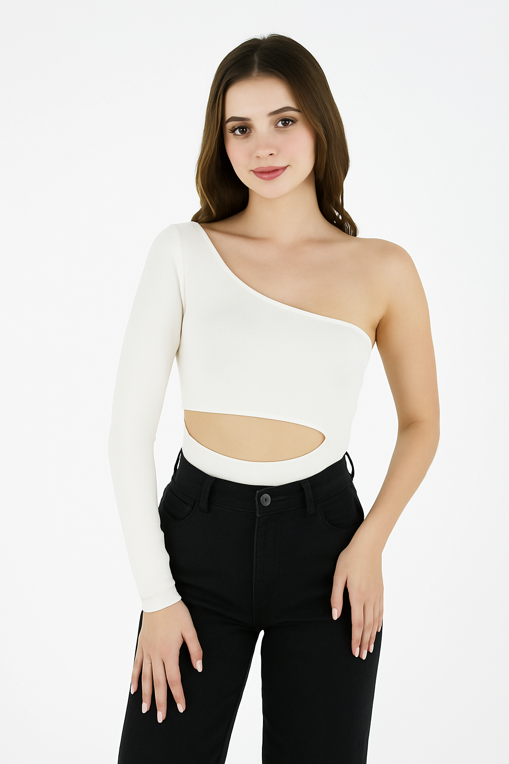 Body para Mujer Escote Asimétrico Manga Larga - The Capri