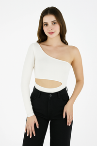 Body para Mujer Escote Asimétrico Manga Larga - The Capri