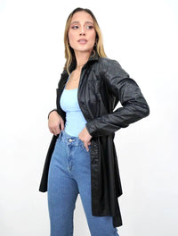 Chaqueta Eco Cuero Gabán Negro - Galena Negro