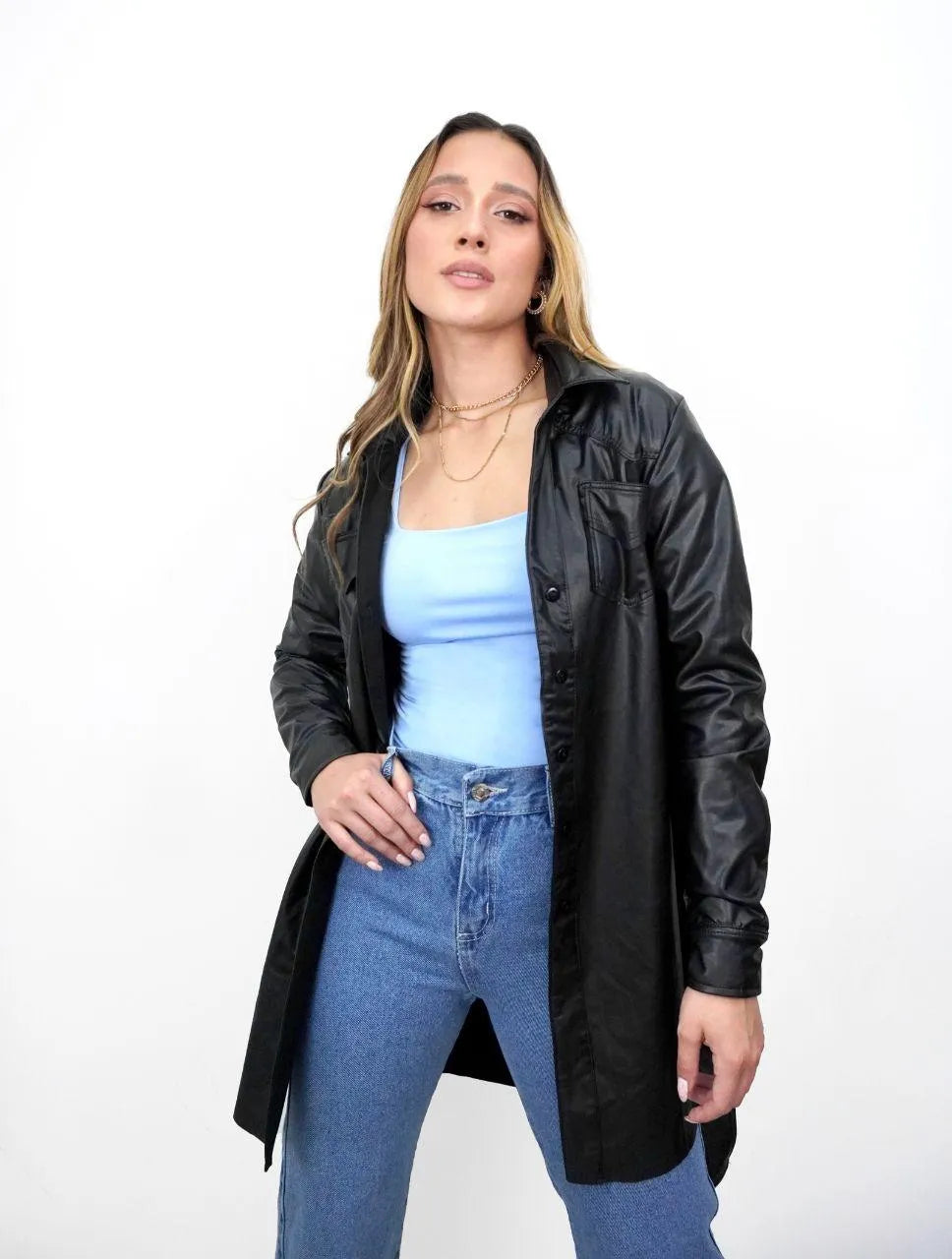 Chaqueta Eco Cuero Gabán Negro - Galena Negro