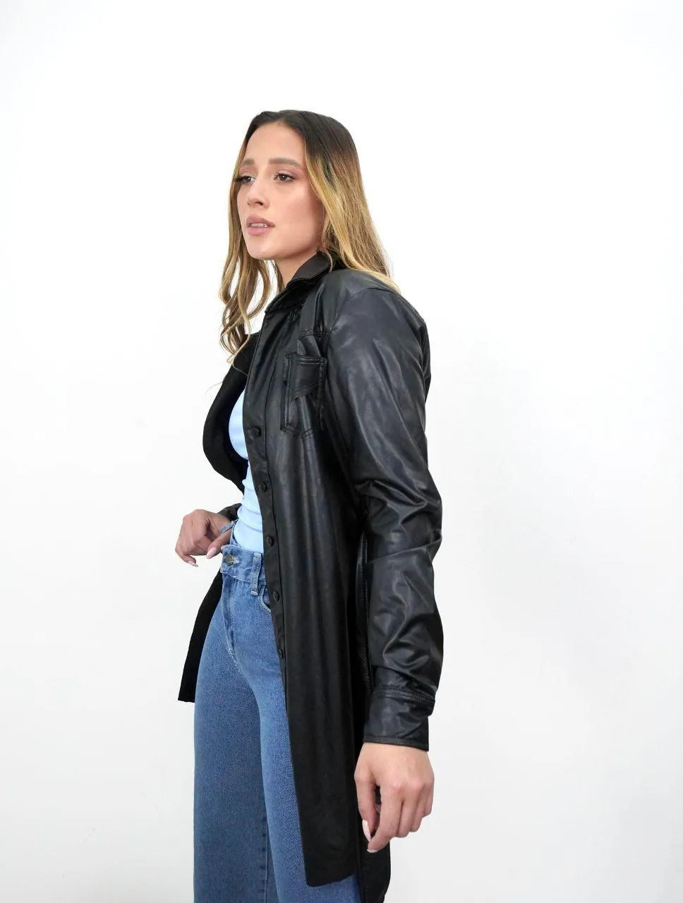 Chaqueta Eco Cuero Gabán Negro - Galena Negro