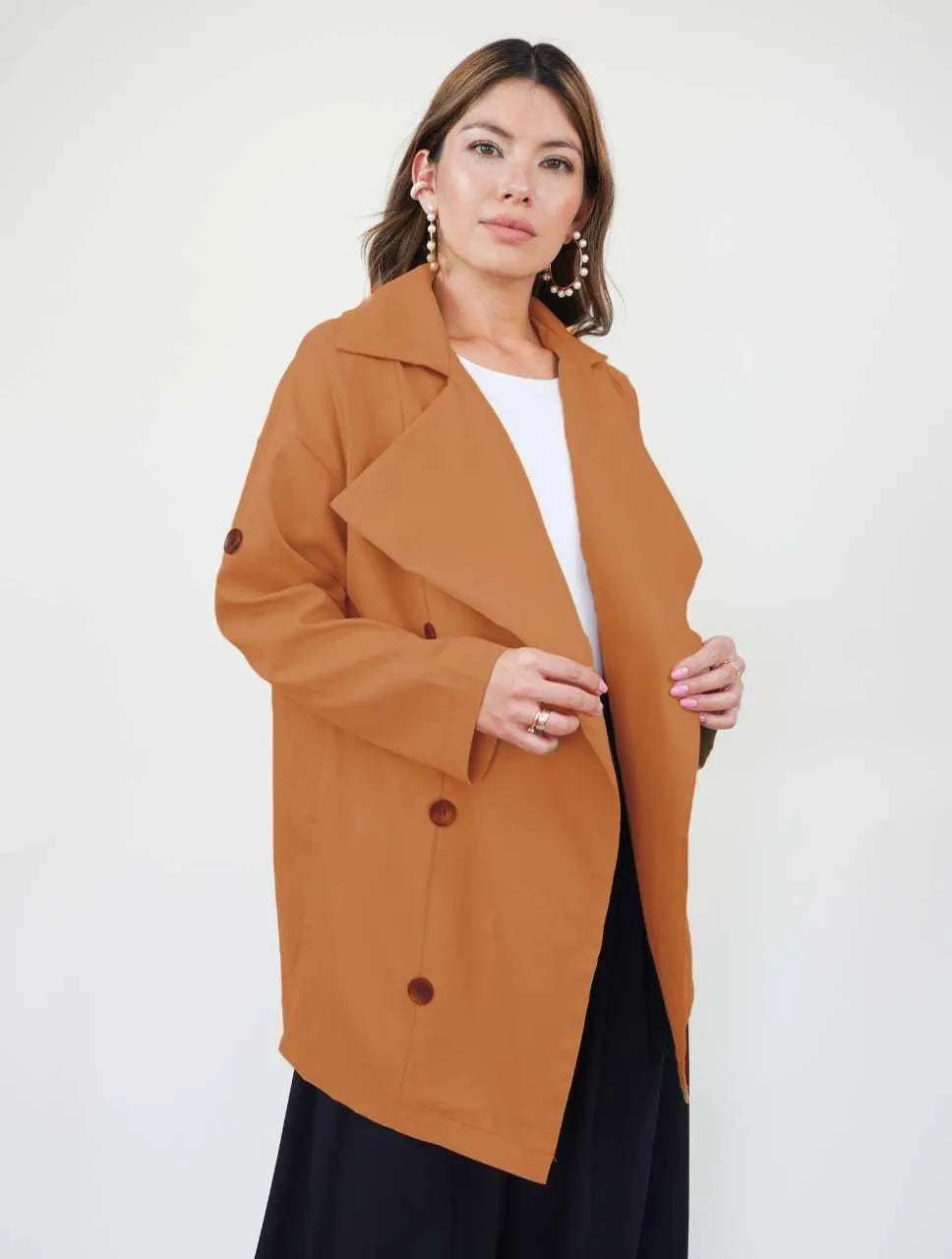 Chaqueta para Mujer Terracota Claro Tipo Gabán - Lucca Terracota Claro