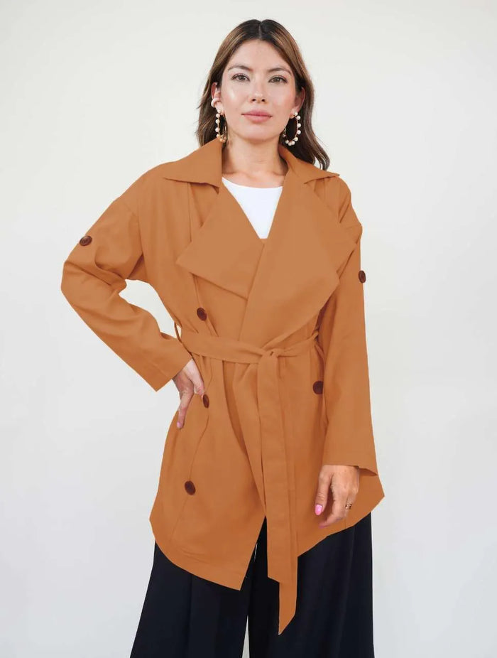 Chaqueta para Mujer Terracota Claro Tipo Gabán - Lucca Terracota Claro