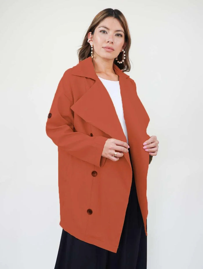 Chaqueta para Mujer Terracota Oscuro Tipo Gabán - Lucca Terracota Oscuro