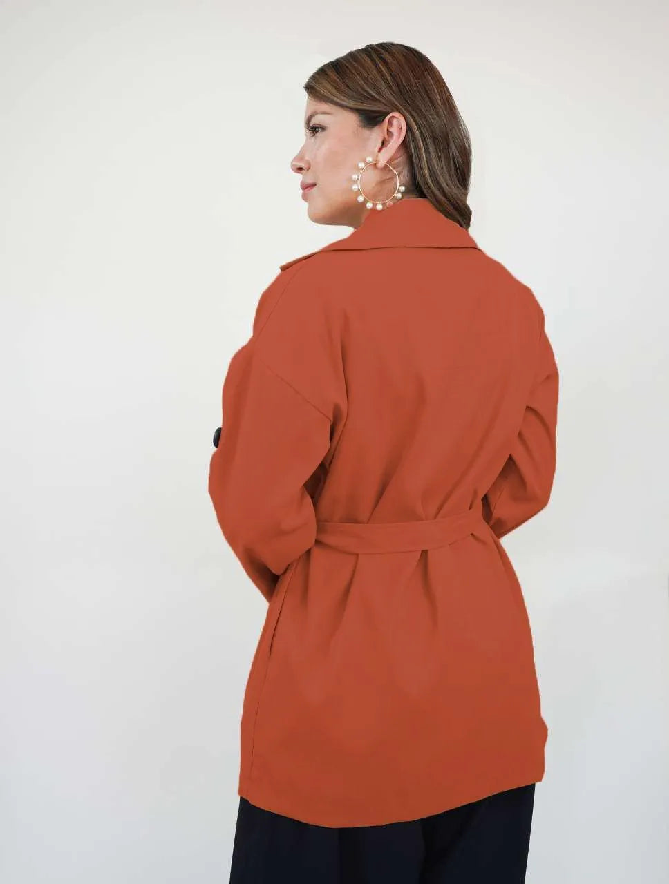 Chaqueta para Mujer Terracota Oscuro Tipo Gabán - Lucca Terracota Oscuro