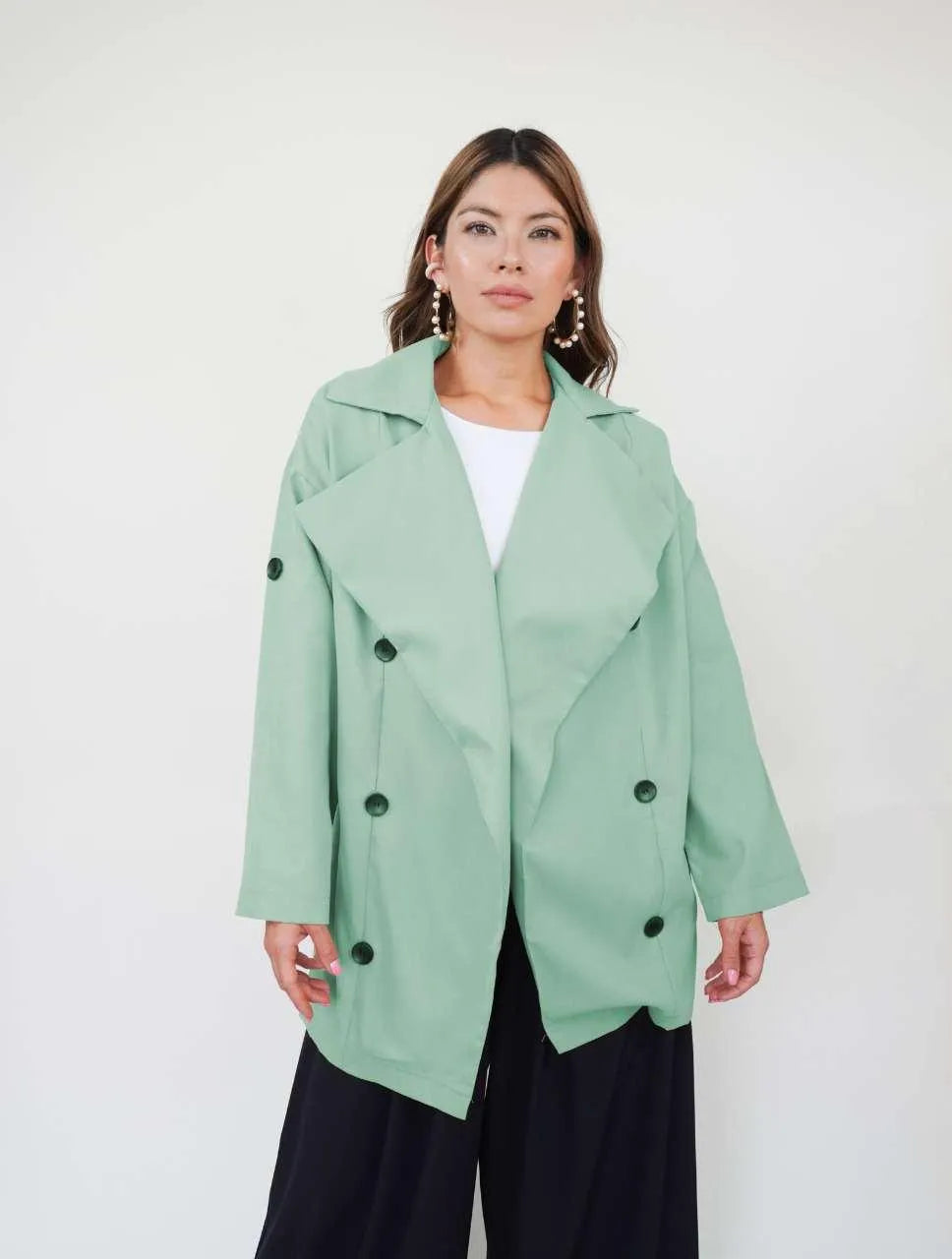 Chaqueta para Mujer Verde Manzana Tipo Gabán Verde  - Lucca Verde Manzana