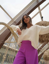 Suéter Manga Larga para Mujer Marfil Tejido - Lolly Marfil